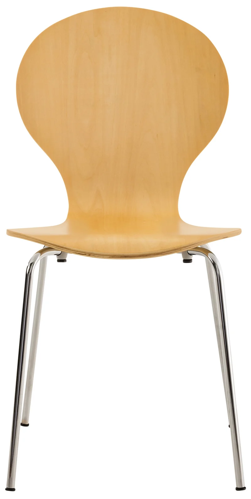Lot de 2 chaises de cuisine salle à manger empilables dossier arrondi en bois clair et métal chromé 10_0003087