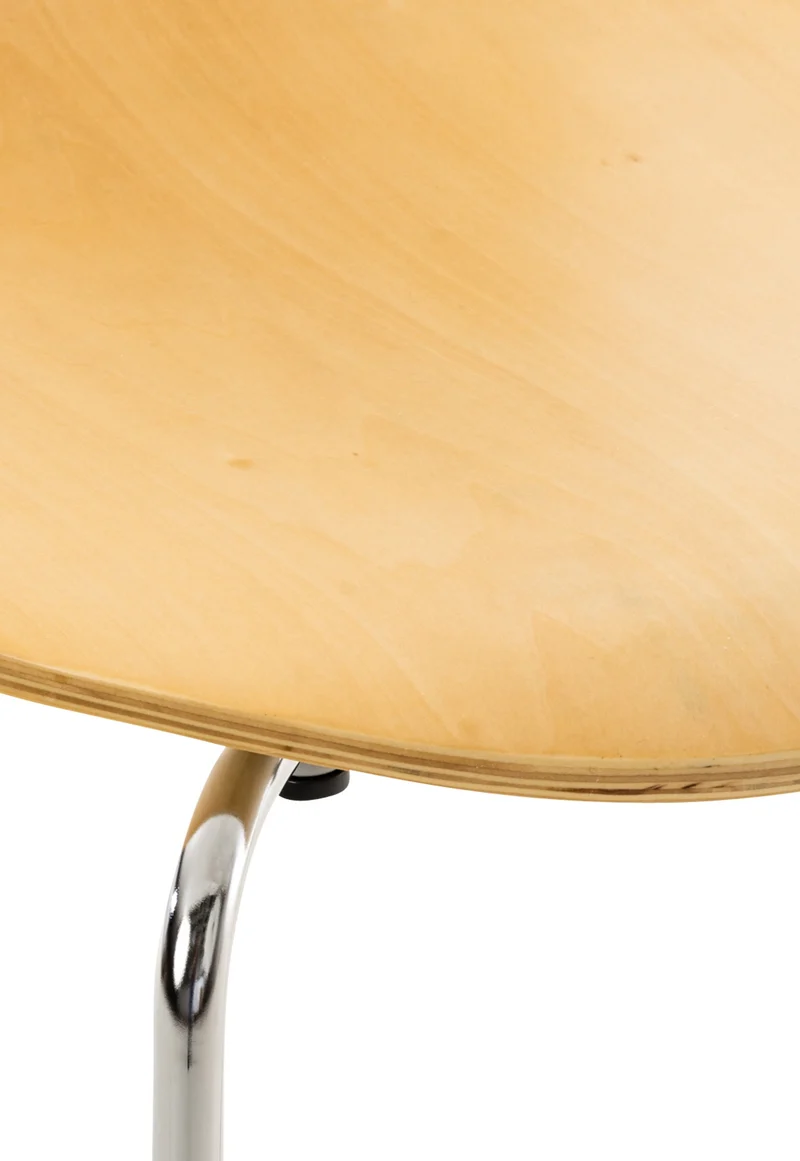 Lot de 2 chaises de cuisine salle à manger empilables dossier arrondi en bois clair et métal chromé 10_0003087