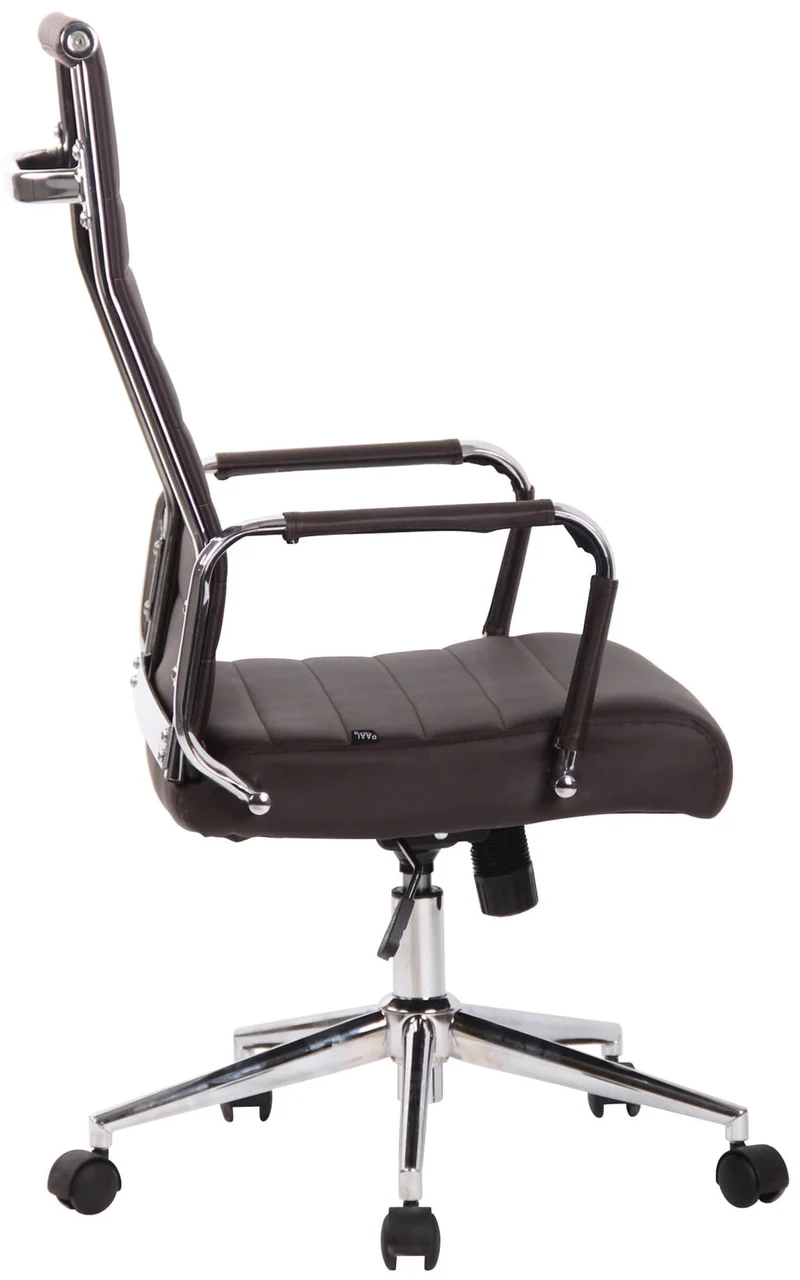 Fauteuil de bureau avec accoudoirs siège pivotant mécanisme à bascule en PVC marron 10_0002513