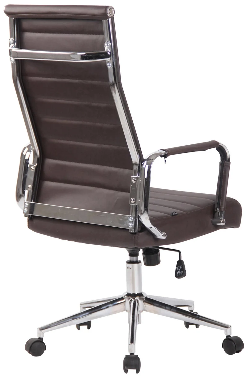 Fauteuil de bureau avec accoudoirs siège pivotant mécanisme à bascule en PVC marron 10_0002513
