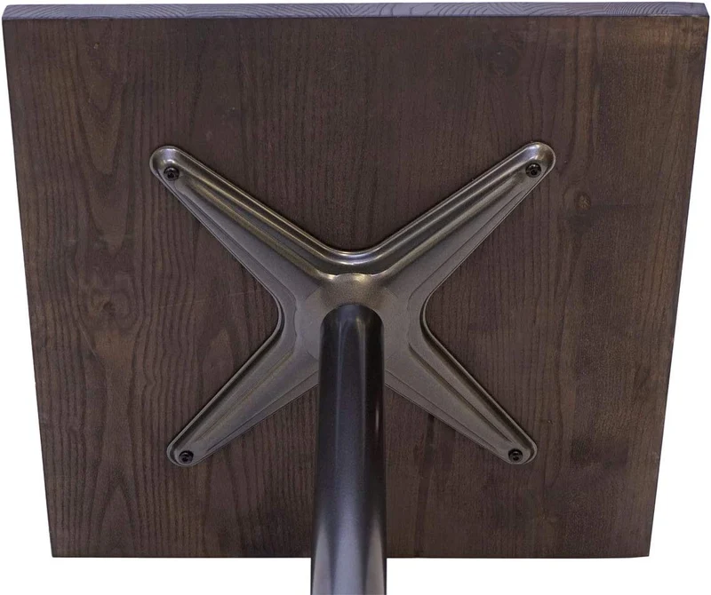 Ensemble table de bistrot 2x chaises en synthétique gris acier noir et table en bois marron foncé design industriel MDJ04188