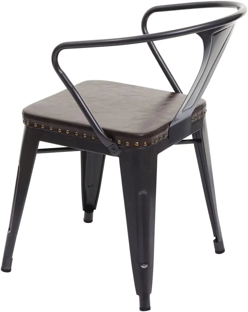 Ensemble table de bistrot 2x chaises en synthétique marron acier noir et table en bois marron clair design industriel MDJ04187
