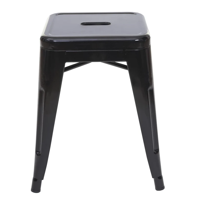 Lot de 4 tabourets bas design industriel empilables en métal noir 04_0005235