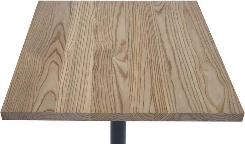 Ensemble table de bistrot 2x chaises en synthétique gris acier noir et table en bois marron clair design industriel MDJ04189