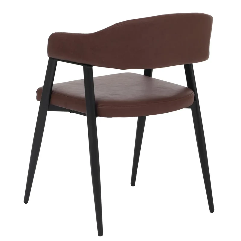 Lot de 6 chaises de salle à manger vintage industriel avec accoudoirs métal simili cuir rouge rouille 04_0008983