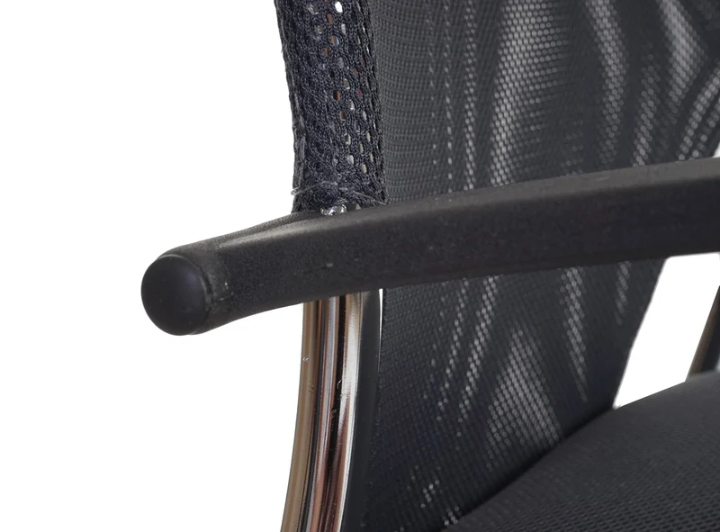 Lot de 12 chaises de conférence empilables avec accoudoirs dossier respirant tissu gris métal chromé gris 04_0011389