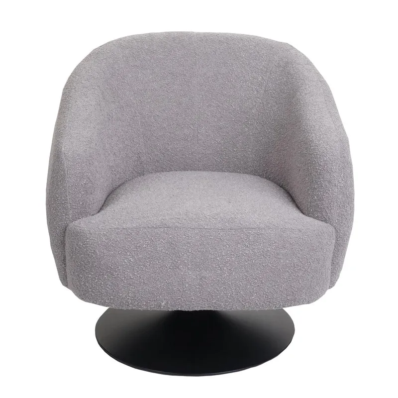 Fauteuil lounge pivotant design assise large tissu bouclé métal gris clair 04_0006851