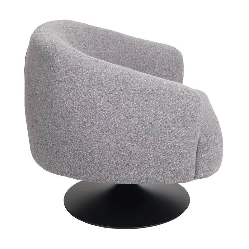 Fauteuil lounge pivotant design assise large tissu bouclé métal gris clair 04_0006851