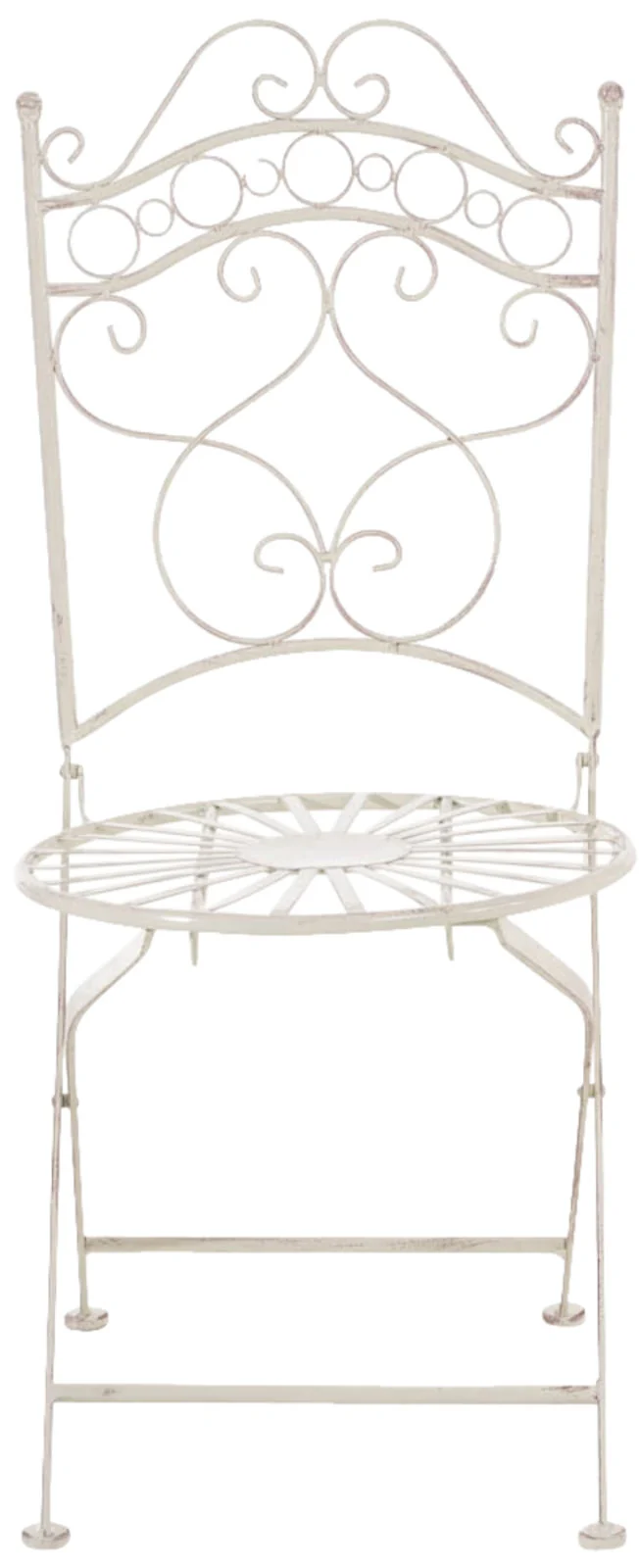 Lot de 2 chaises de jardin terrasse balcon design rustique en fer forgé crème vieilli 10_0002864