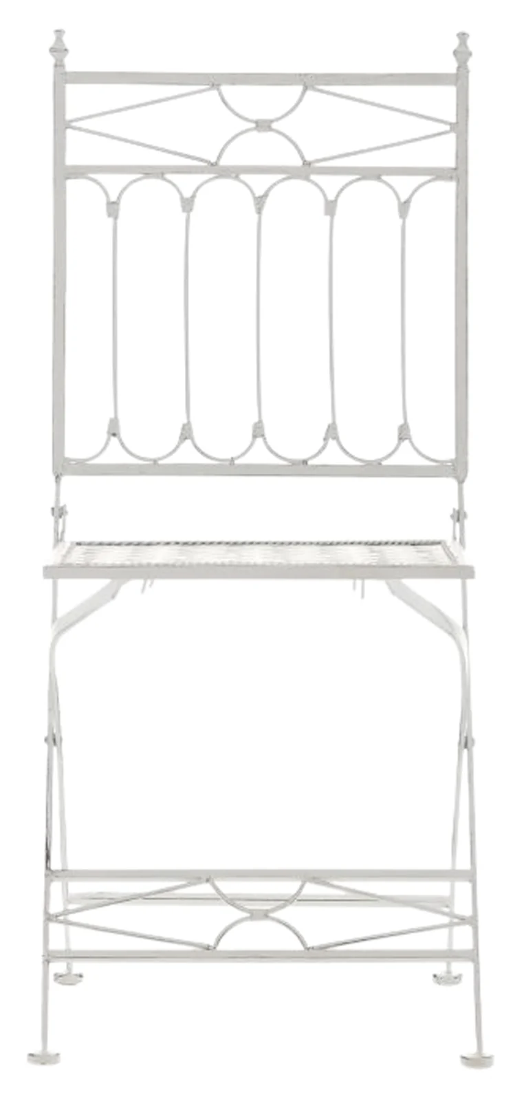 Lot de 2 chaises pliable de jardin terrasse balcon design rustique en fer forgé blanc vieilli 10_0003126