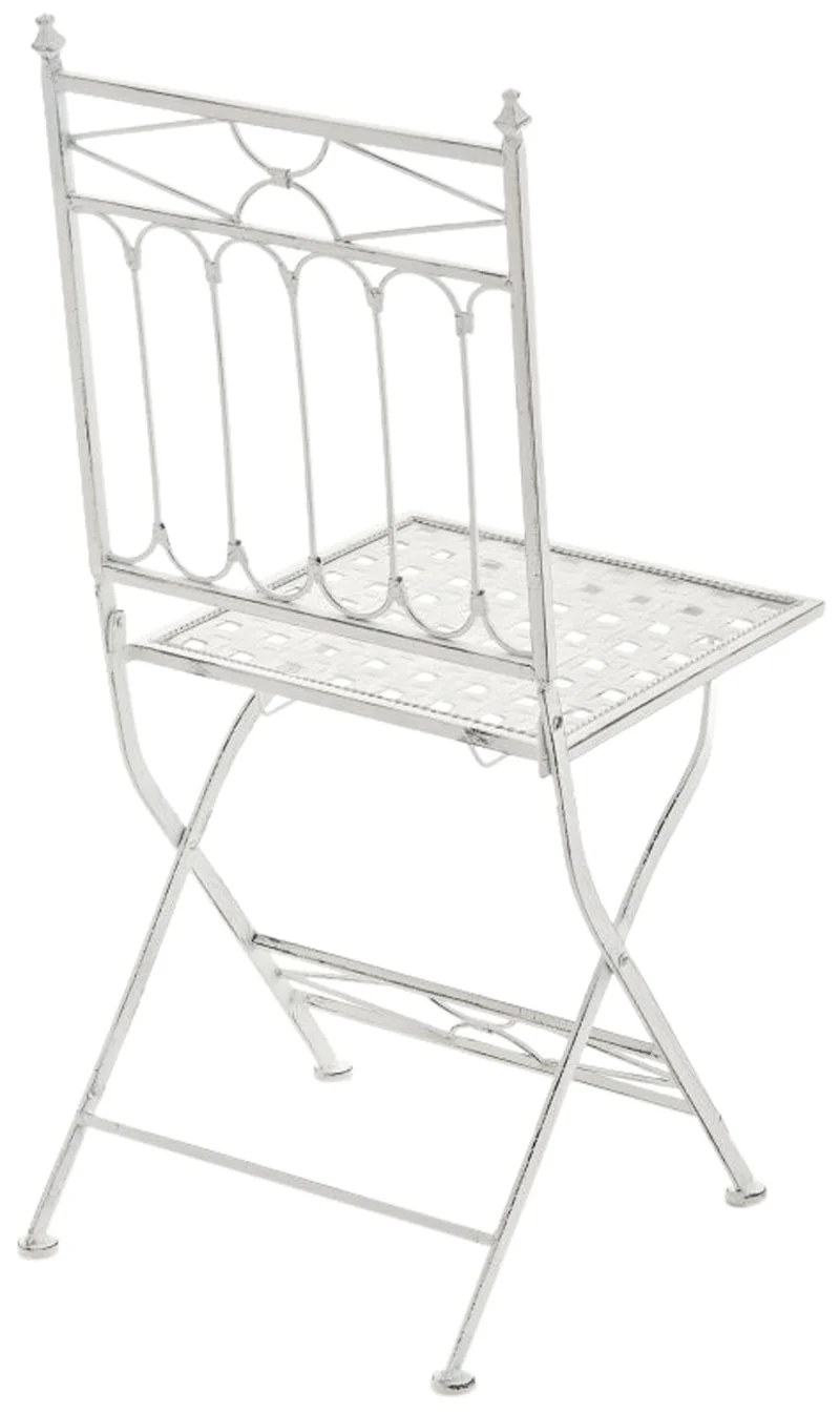 Lot de 2 chaises pliable de jardin terrasse balcon design rustique en fer forgé blanc vieilli 10_0003126