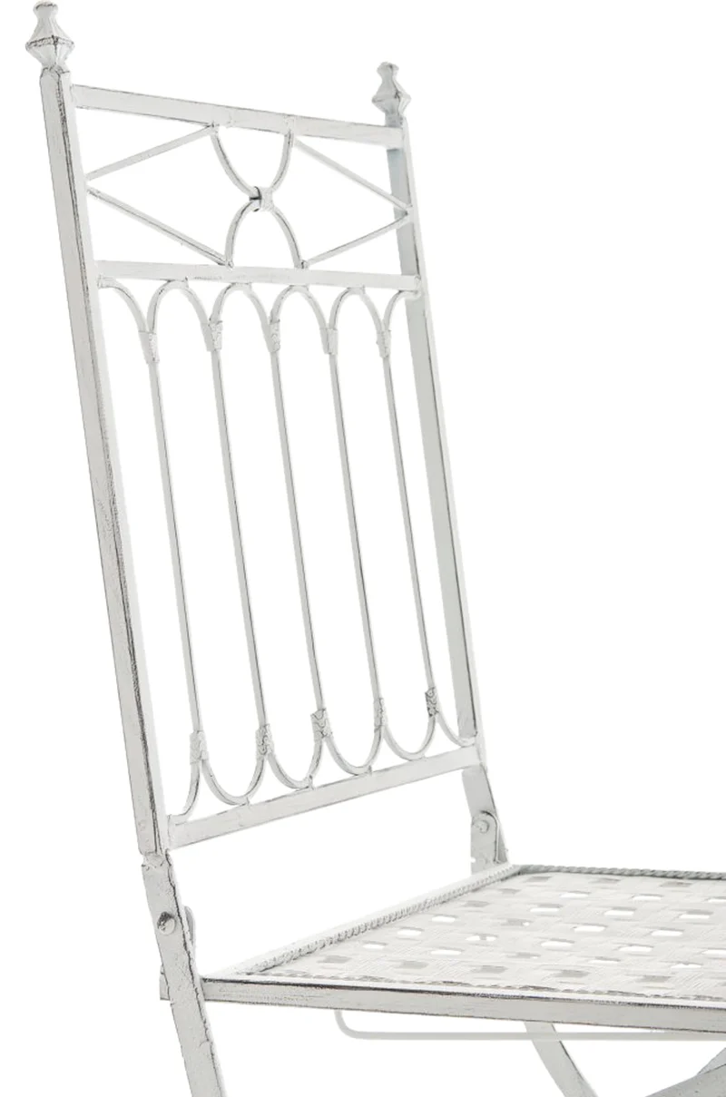 Lot de 2 chaises pliable de jardin terrasse balcon design rustique en fer forgé blanc vieilli 10_0003126