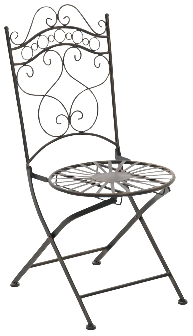 Lot de 2 chaises de jardin terrasse balcon design rustique en fer forgé bronze effet vieilli 10_0007939