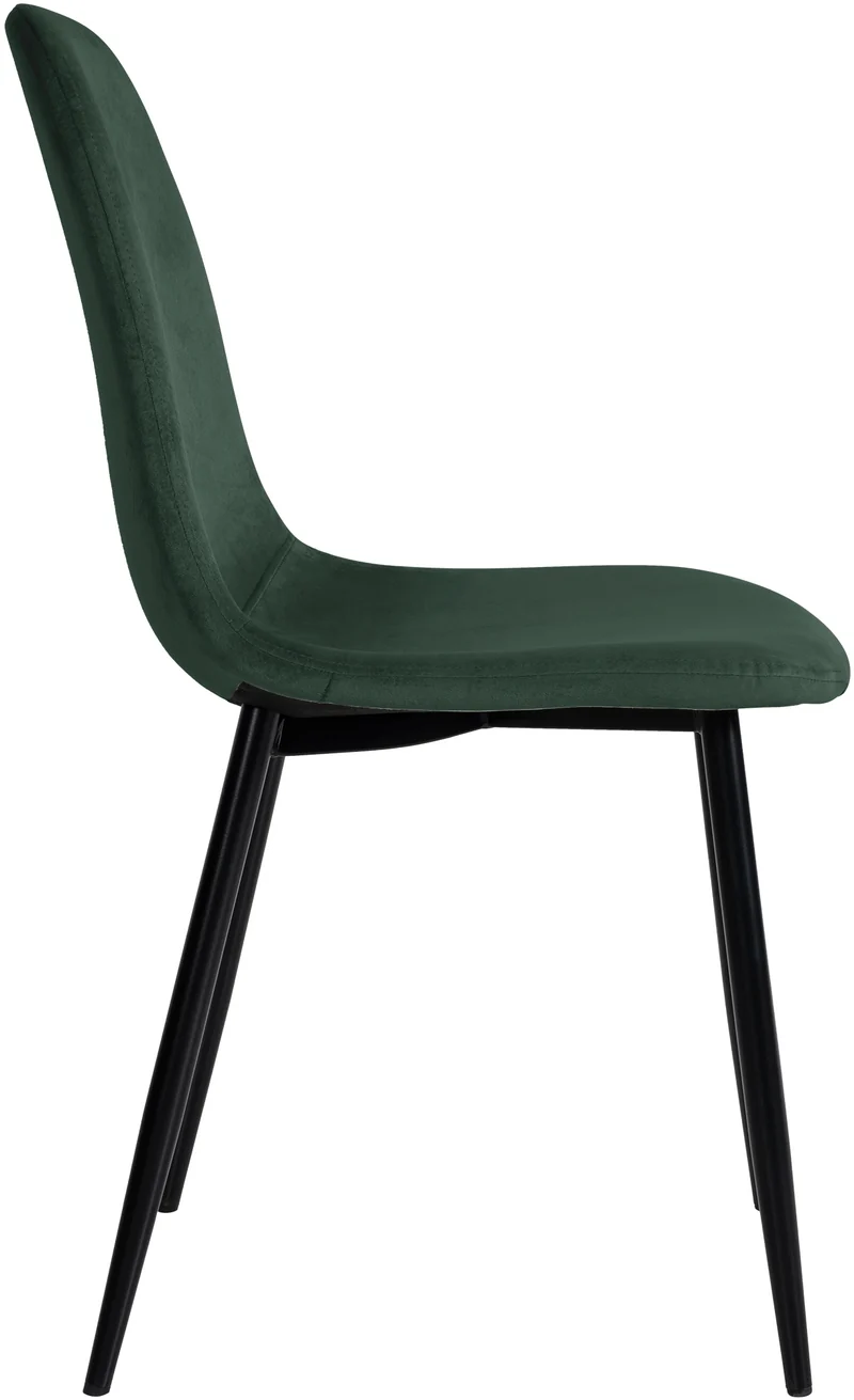 Lot de 4 chaises de salle à manger design moderne en tissu velours vert foncé pieds en métal noir 10_0001826