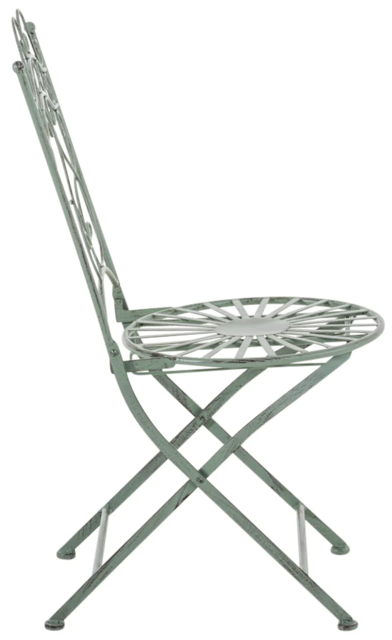 Lot de 2 chaises de jardin terrasse balcon design rustique en fer forgé vert vieilli 10_0002865