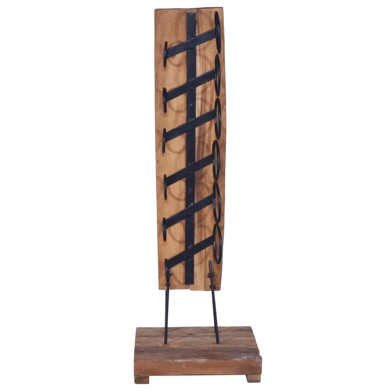 Casier range bouteilles étagère de rangement vin pour 6 bouteilles 35 x 35 x 100 cm teck massif brun DEC024335