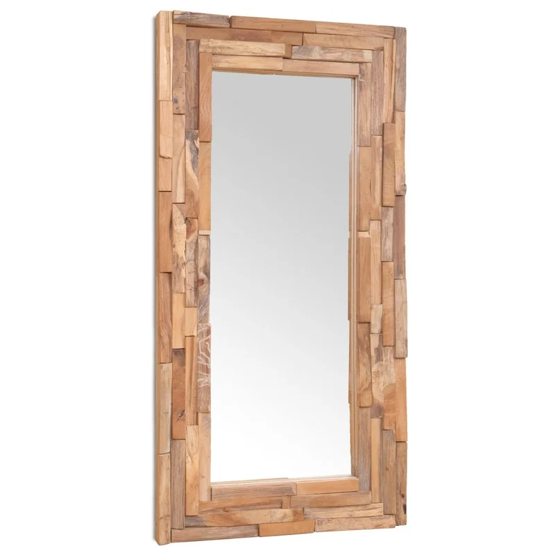 Miroir mural rectangulaire teck marron et verre 120 x 60 cm DEC022673