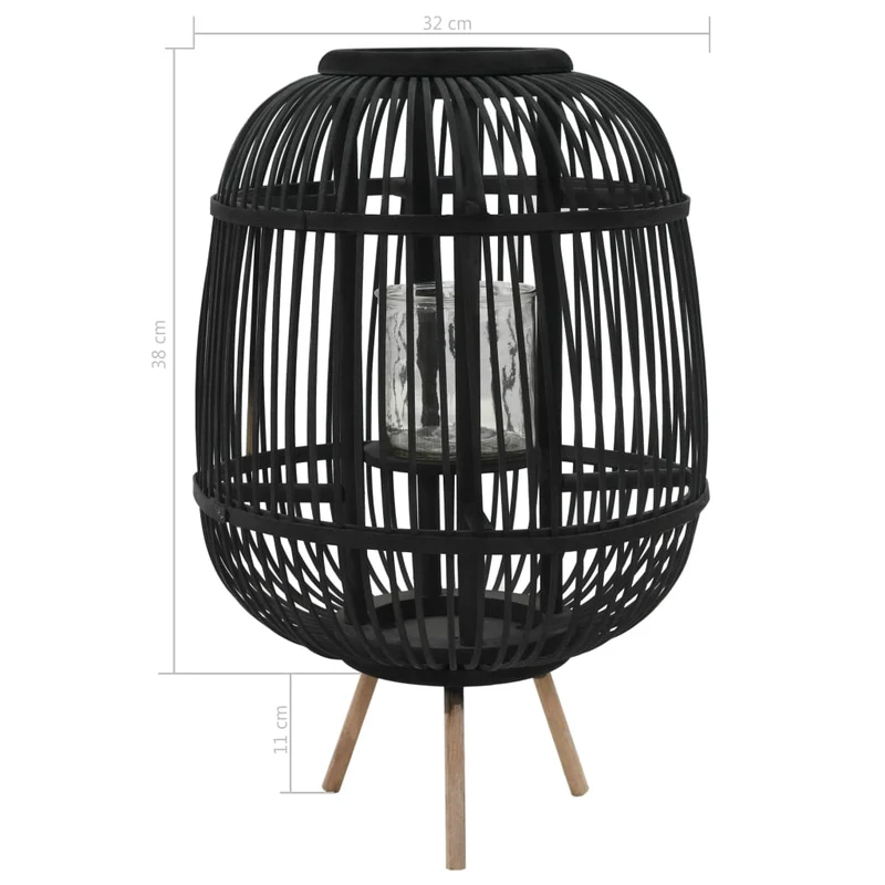 Bougeoir sur pieds porte-bougie bambou noir décoration extérieur DEC020012