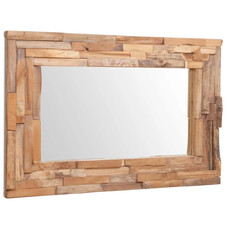 Miroir décoratif rectangulaire Teck marron 90 x 60 cm DEC022672
