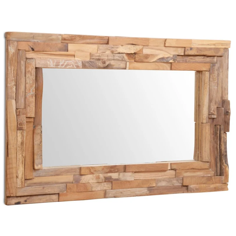 Miroir décoratif rectangulaire Teck marron 90 x 60 cm DEC022672