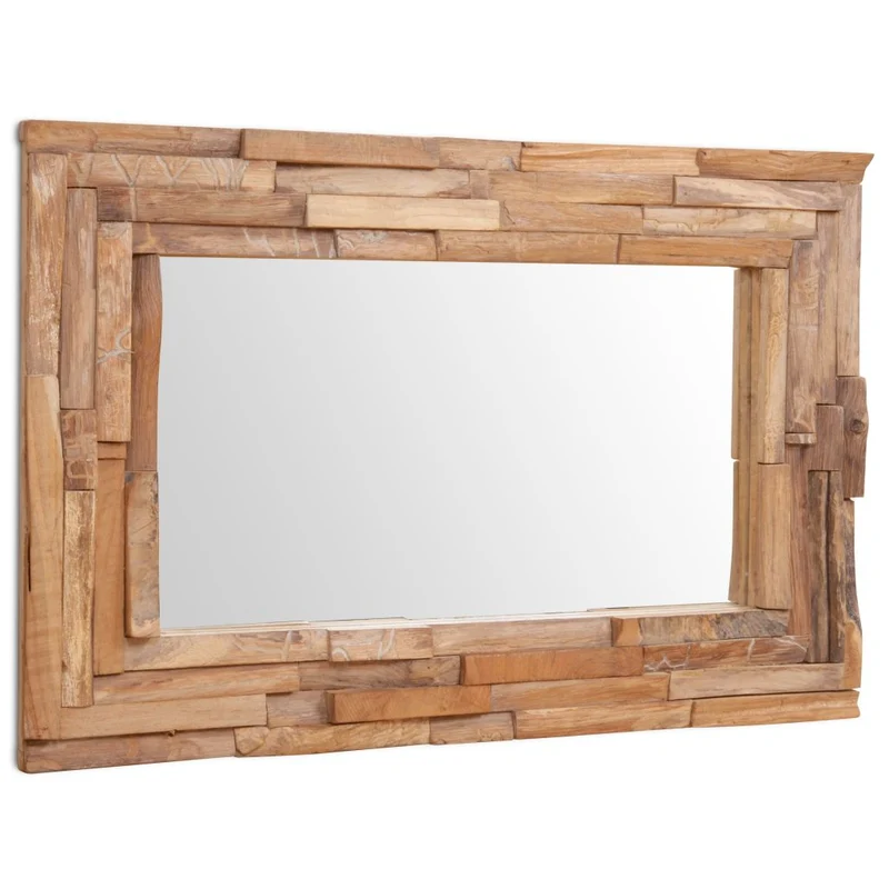 Miroir décoratif rectangulaire Teck marron 90 x 60 cm DEC022672