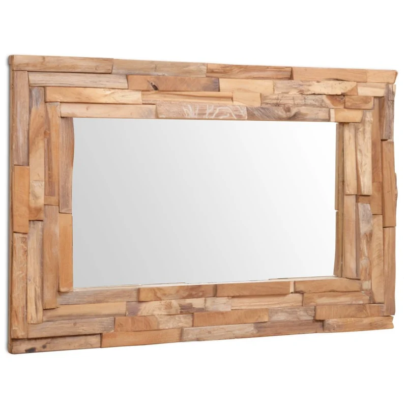 Miroir décoratif rectangulaire Teck marron 90 x 60 cm DEC022672