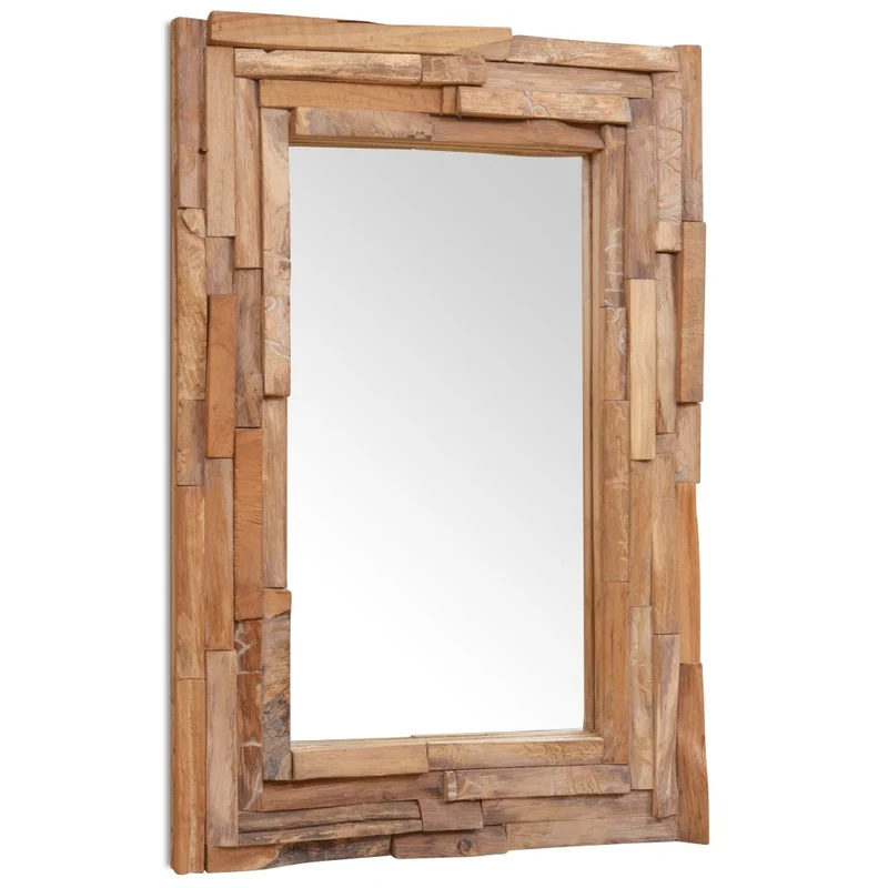 Miroir décoratif rectangulaire Teck marron 90 x 60 cm DEC022672
