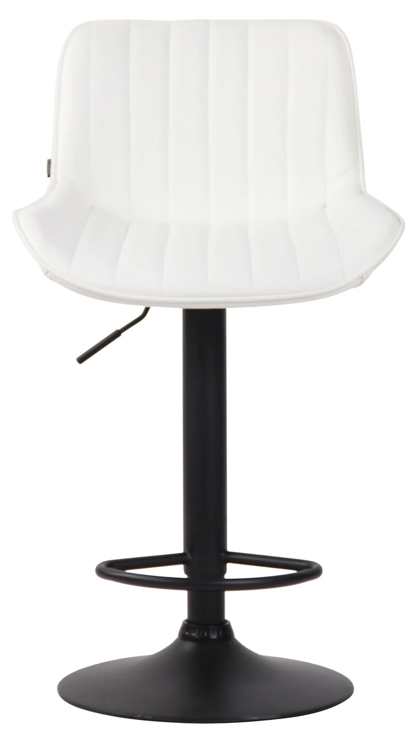 Tabouret de bar chaise haute x1 en PVC blanc coutures verticales support en métal noir 10_0005102