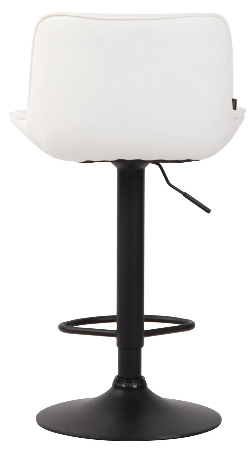Tabouret de bar chaise haute x1 en PVC blanc coutures verticales support en métal noir 10_0005102