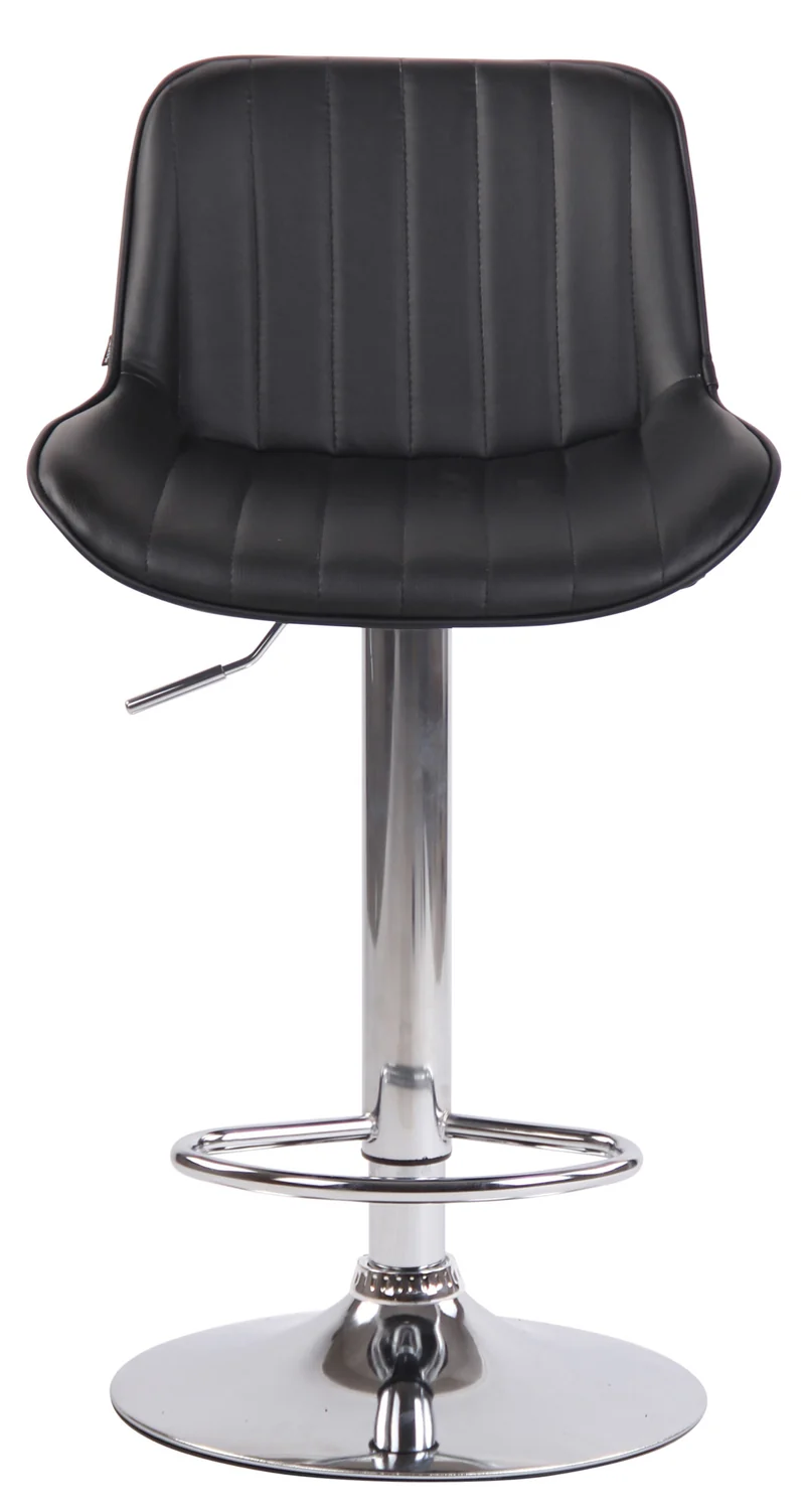 Lot de 2 tabourets de bar chaises hautes en PVC noir coutures verticales support en métal chromé 10_0004276