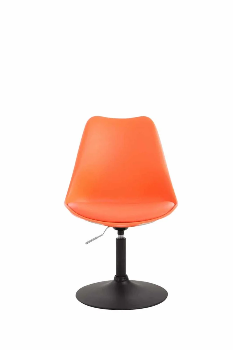 Lot de 4 chaises de salle à manger pivotante hauteur réglable en plastique orange et pied trompette métal noir 10_0001809