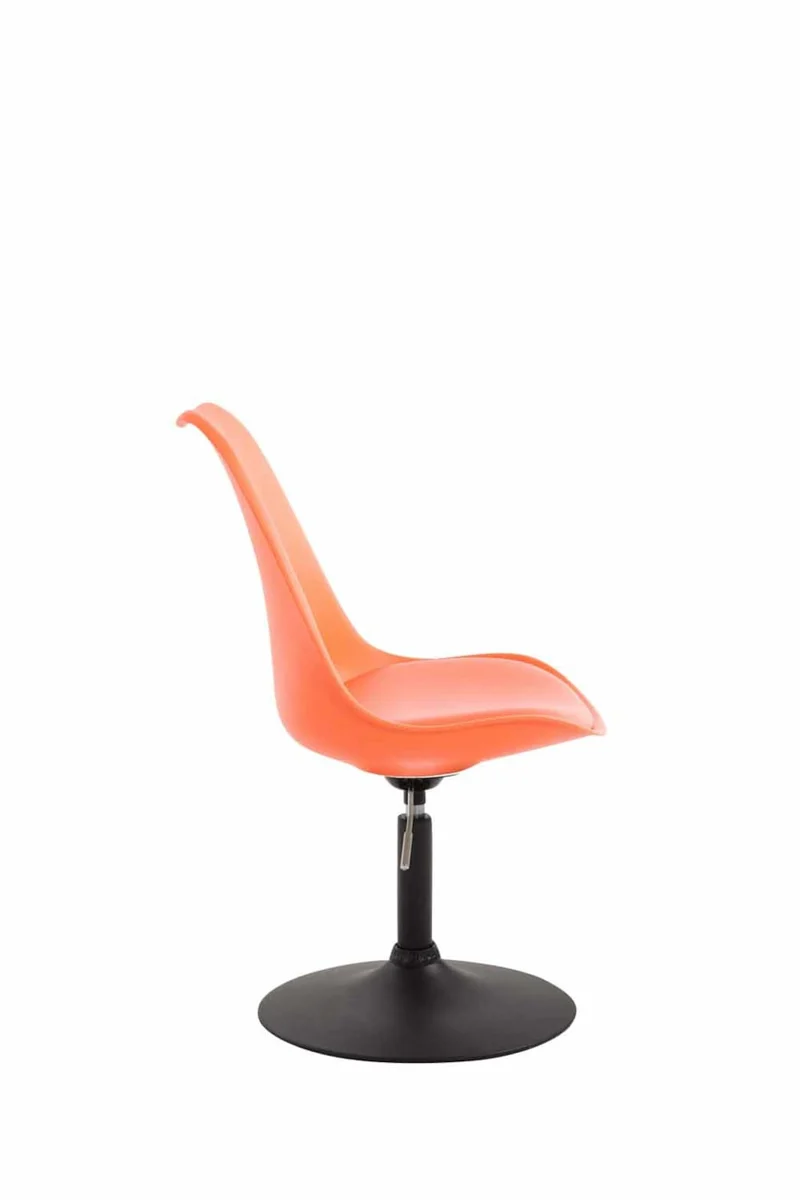 Lot de 4 chaises de salle à manger pivotante hauteur réglable en plastique orange et pied trompette métal noir 10_0001809