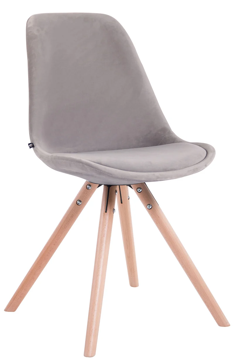 4 chaises de salle à manger style scandinave en velours gris clair pieds rond en bois clair CDS10307