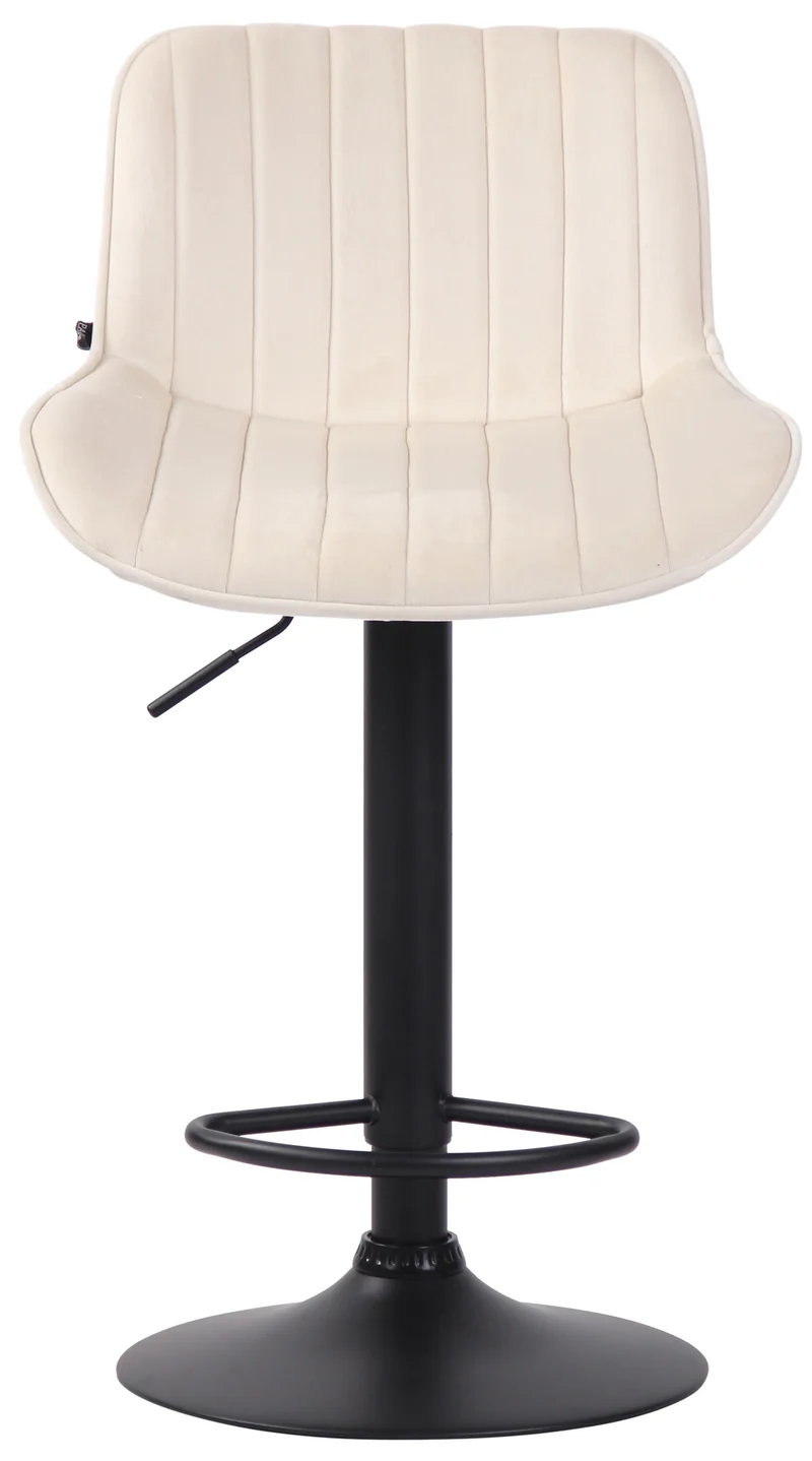 Tabouret de bar chaise haute x1 en velours crème coutures verticales support en métal noir 10_0005111
