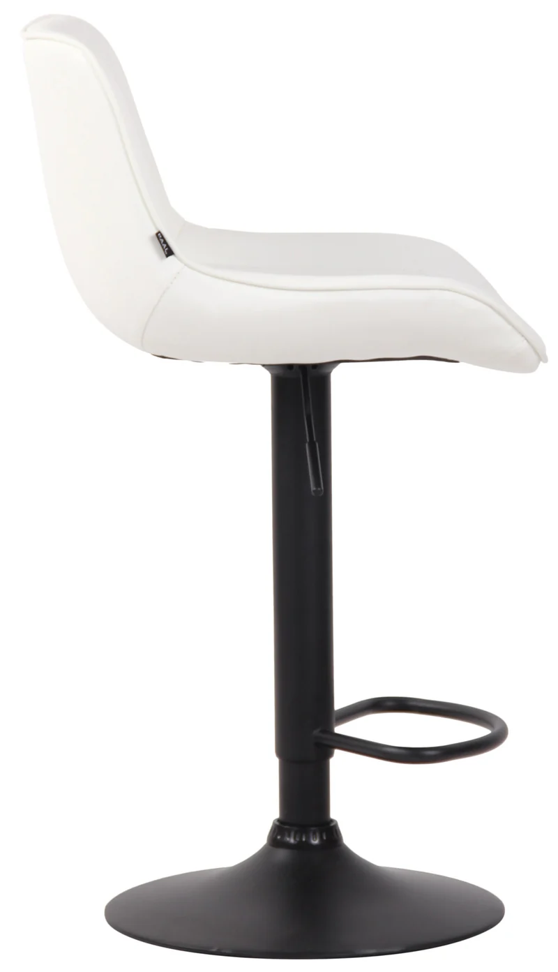 Lot de 2 tabourets de bar chaises hautes en PVC blanc coutures verticales support en métal noir 10_0004282