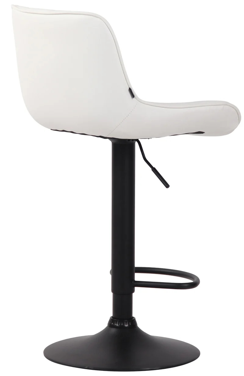 Lot de 2 tabourets de bar chaises hautes en PVC blanc coutures verticales support en métal noir 10_0004282