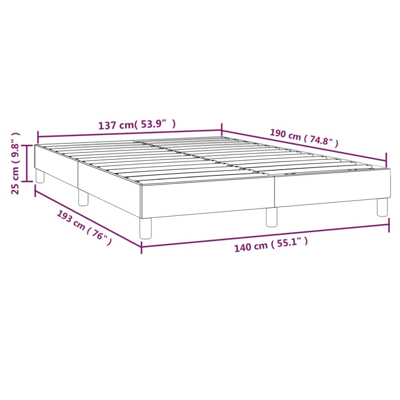 Sommier à lattes sur pieds cadre de lit 140x190 cm tissu crème TDL0207266