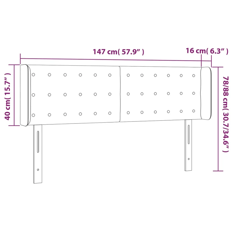 Tête de lit accessoire couchage chambre à coucher meuble avec rebord latéral 147 x 16 x 78/88 cm synthétique blanc TDL0205793