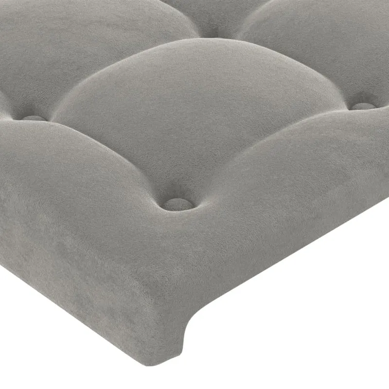 Tête de lit accessoire couchage chambre à coucher meuble avec rebord latéral capitonné 83 x 16 x 78/88 cm tissu velours gris clair TDL0205130