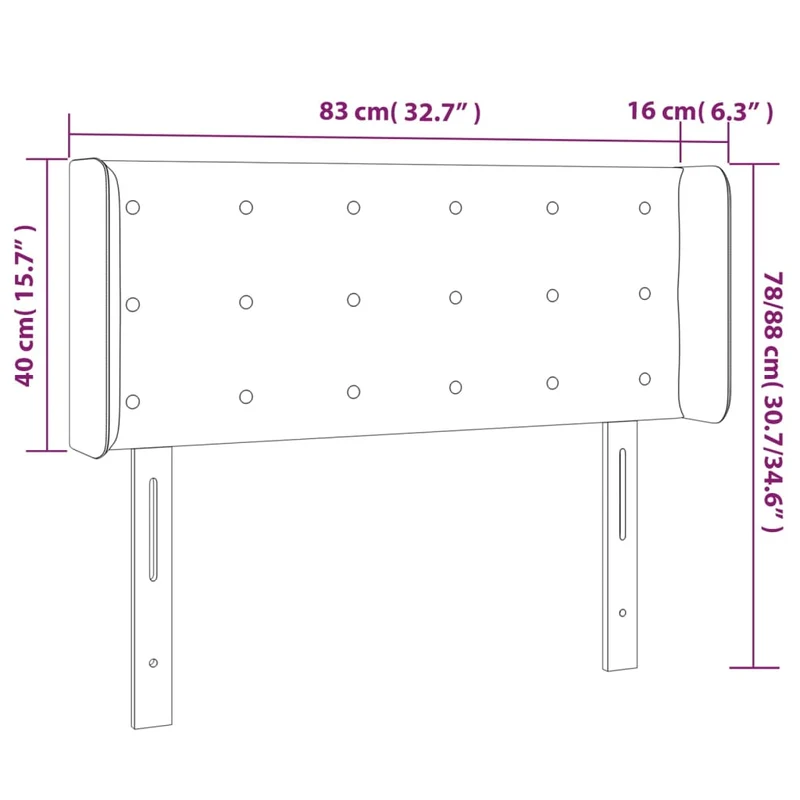 Tête de lit accessoire couchage chambre à coucher meuble à LED 83 x 16 x 78/88 cm tissu velours gris clair TDL0201244