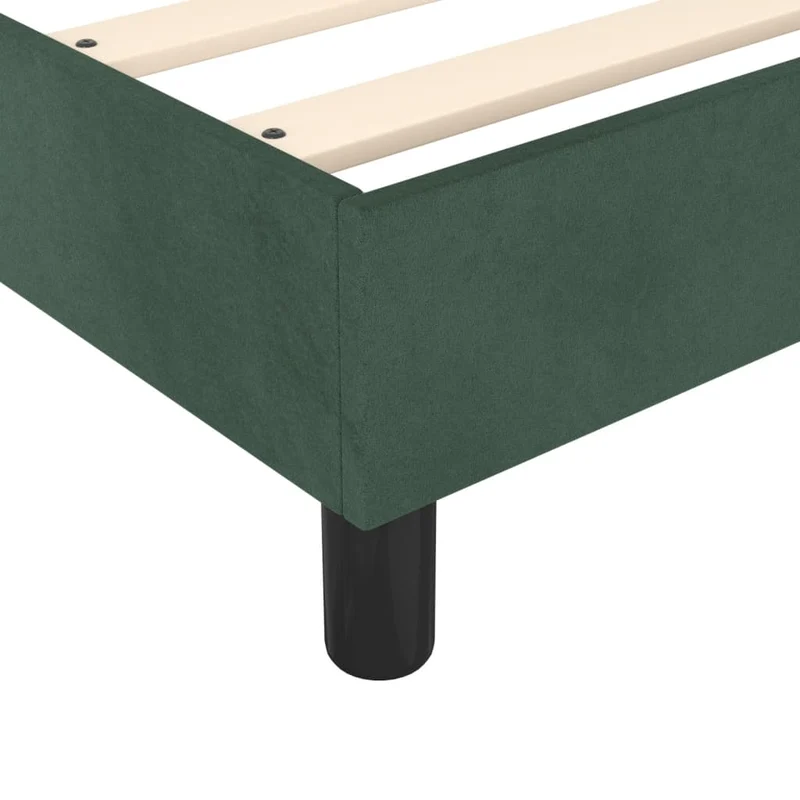 Sommier à lattes sur pieds cadre de lit 140x190 cm tissu velours vert foncé TDL0206886
