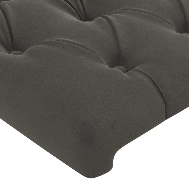 Tête de lit accessoire couchage chambre à coucher meuble capitonné 80 x 7 x 78/88 cm tissu velours gris foncé TDL0203171
