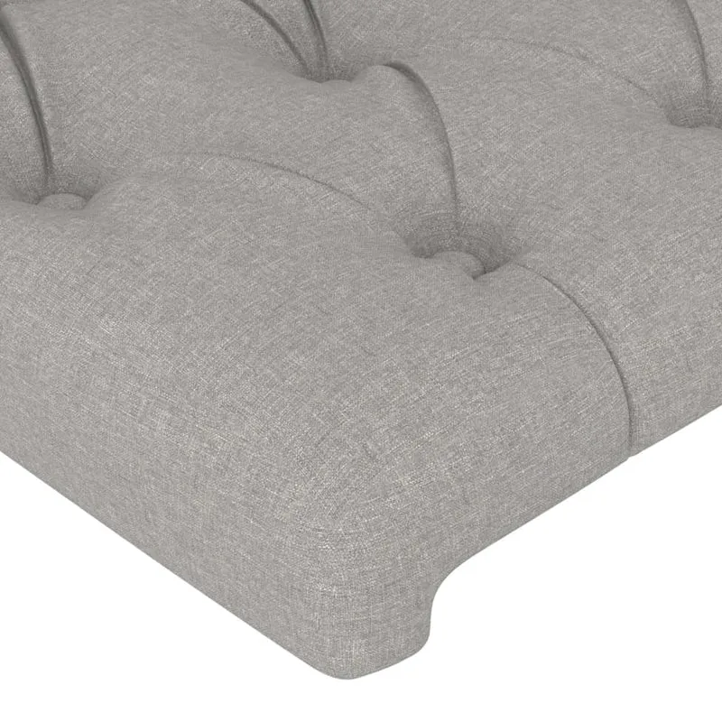 Tête de lit accessoire couchage chambre à coucher meuble avec rebord latéral 203 x 16 x 118/128 cm tissu gris clair TDL0205193