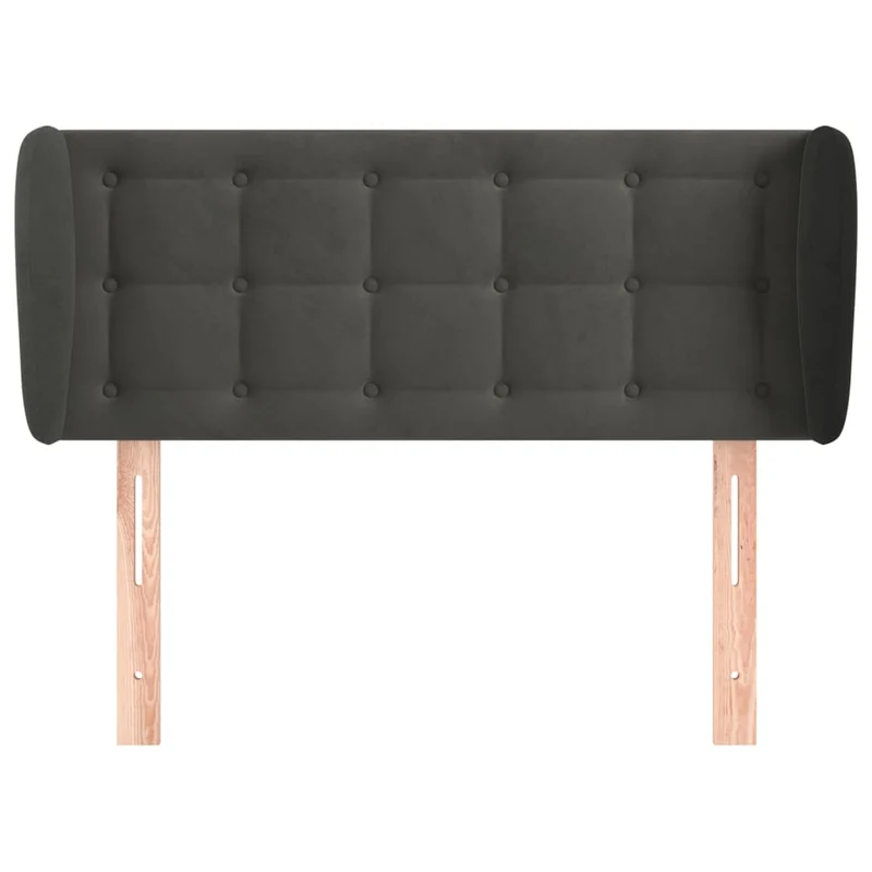 Tête de lit accessoire couchage chambre à coucher meuble avec rebord latéral 83 x 23 x 78/88 cm tissu velours gris foncé TDL0204875