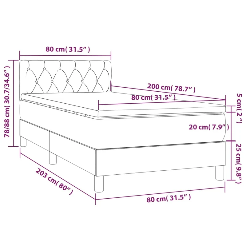 Cadre de lit LED avec sommier tête de lit matelas 80x200cm tissu velours gris clair TDL0208501