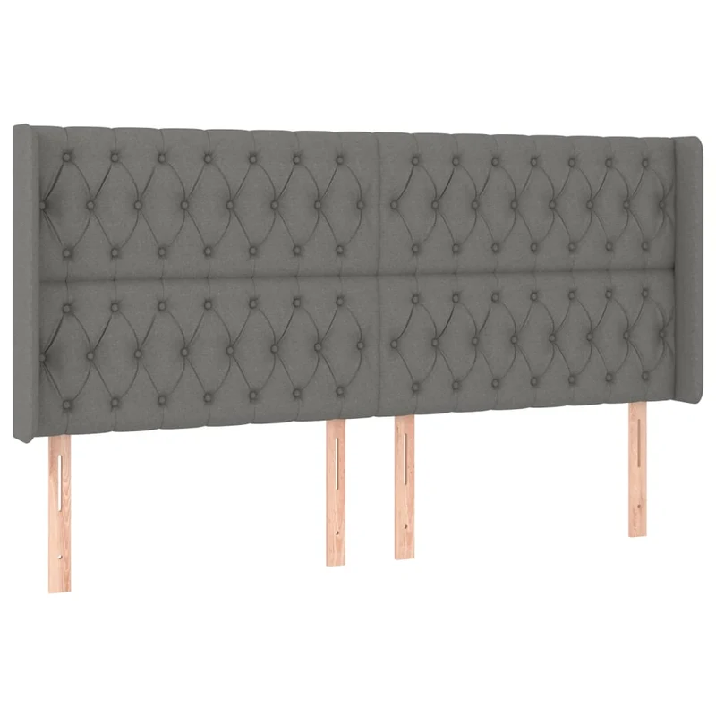 Cadre de lit LED avec sommier tête de lit matelas 200x200 cm tissu gris foncé TDL0208292