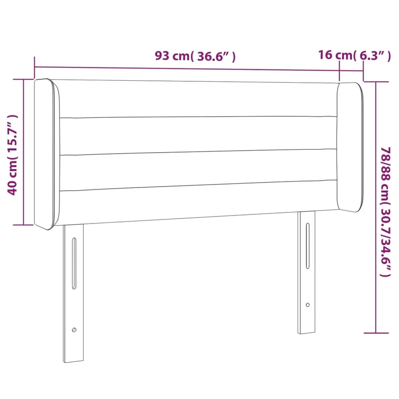 Tête de lit accessoire couchage chambre à coucher meuble avec rebord latéral 93 x 16 x 78/88 cm tissu gris clair TDL0205100