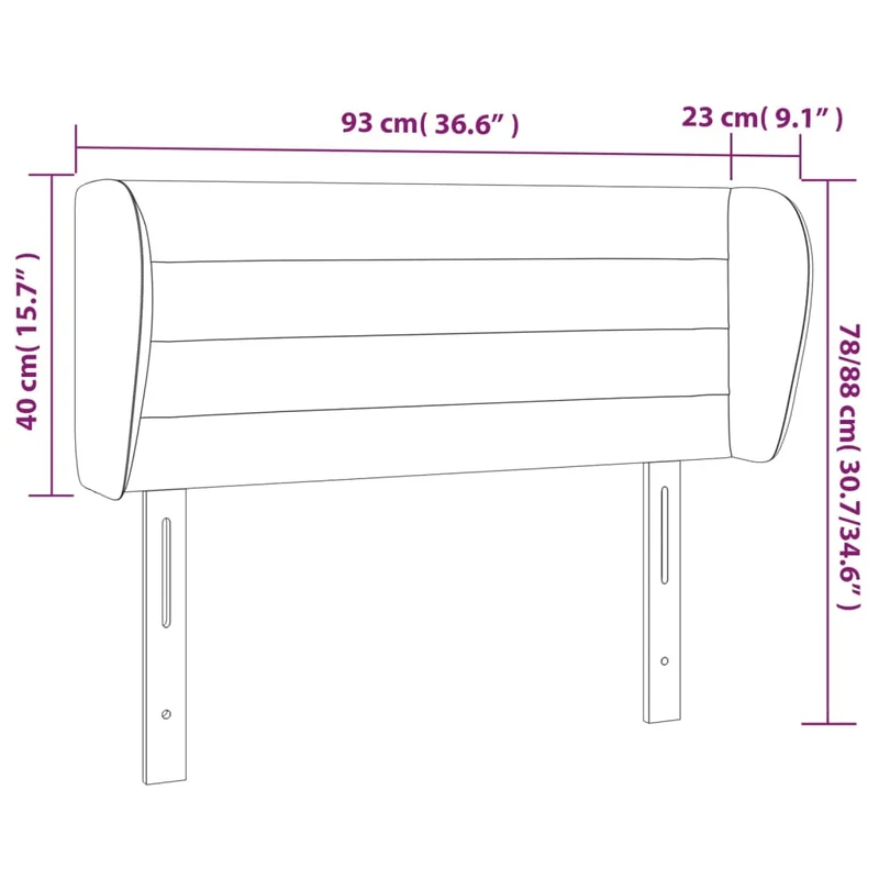 Tête de lit accessoire couchage chambre à coucher meuble avec rebord latéral 93 x 23 x 78/88 cm tissu gris clair TDL0205087