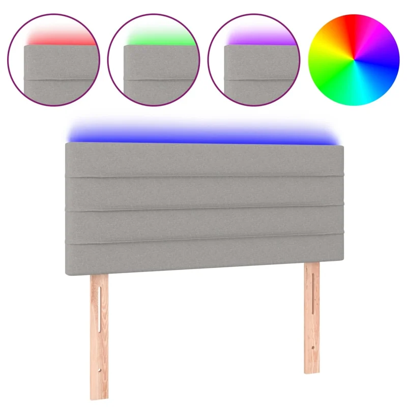 Tête de lit accessoire couchage chambre à coucher meuble à LED 90 x 5 x 78/88 cm tissu gris clair TDL0201240