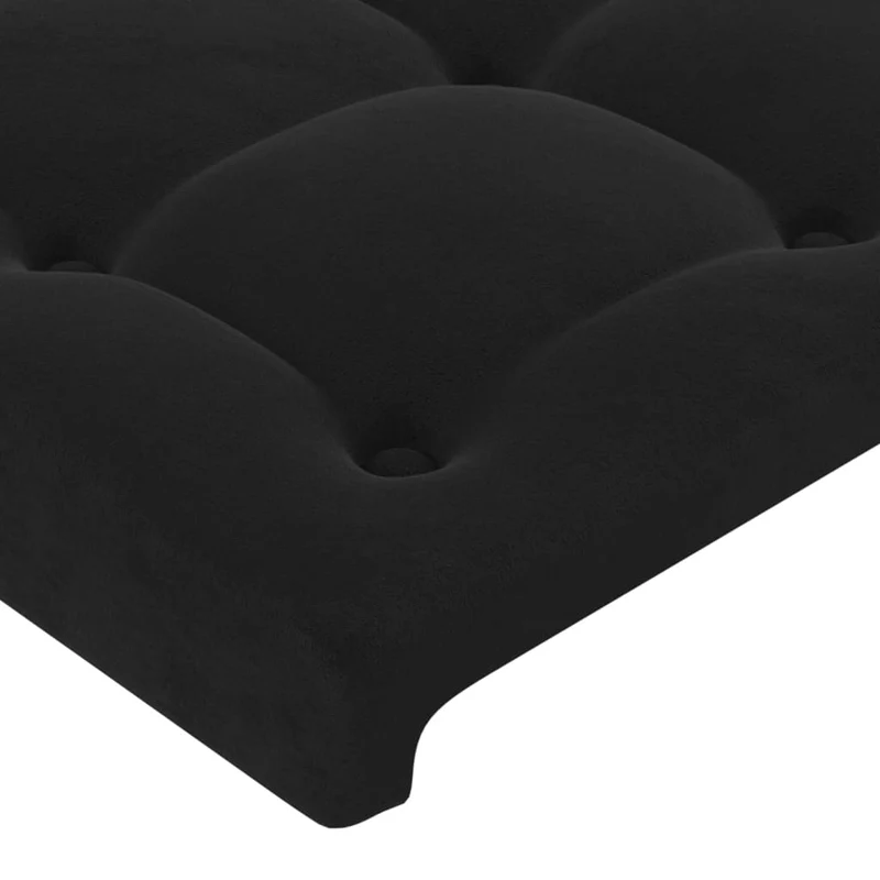 Tête de lit accessoire couchage chambre à coucher meuble avec rebord latéral capitonné 93 x 23 x 78/88 cm Tissu velours noir TDL0204374